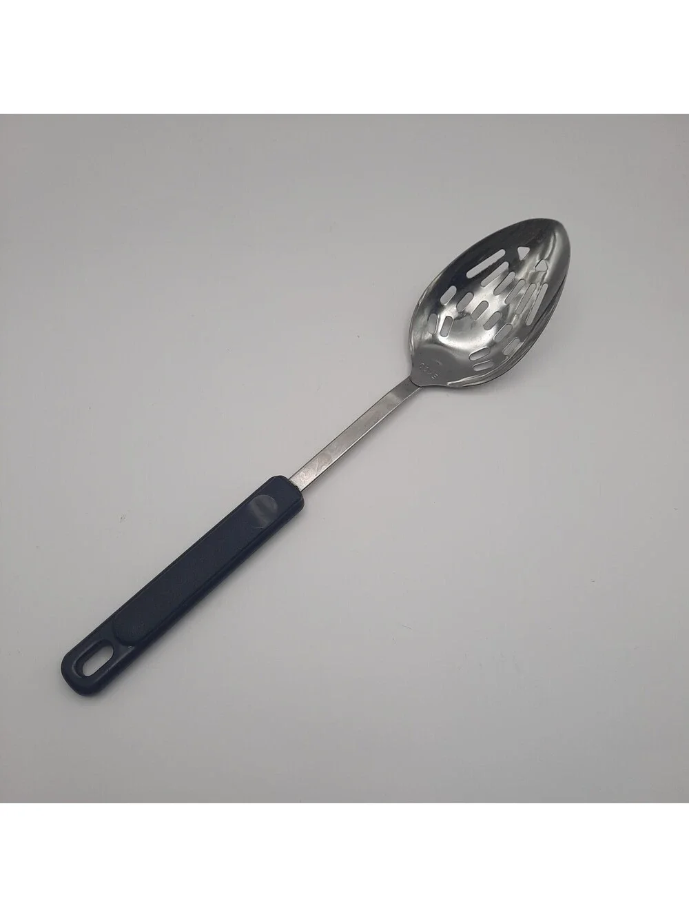 Vintage Ekco Stainless Steel Black Nylon Slotted Kitchen Spoon 12